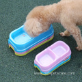 Double Plastic Bowls Puppy Food Cups Dog Bowl